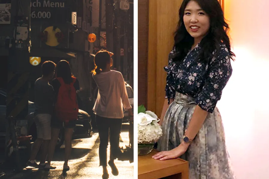 street in South Korea (left) doctoral student Jane Pyo (right) 