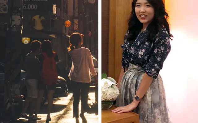 street in South Korea (left) doctoral student Jane Pyo (right) 