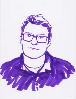 Hand drawn image of Derek Attig