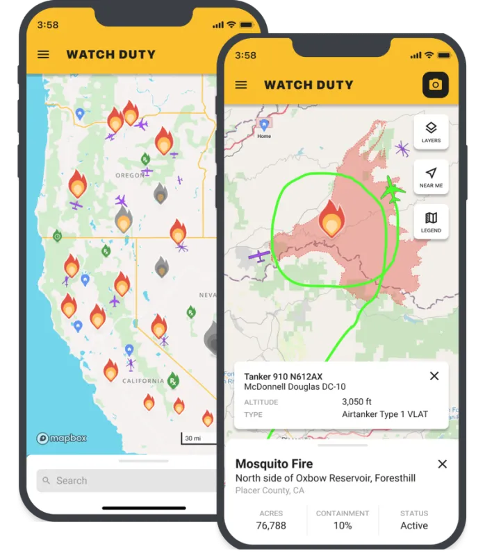 Watch Duty app interface